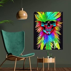 Rainbow Feather Skull